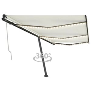 Pood24 automaatne varikatus LEDi ja tuuleanduriga 600x350cm kreemjas