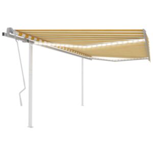 Pood24 käsitsi sissetõmmatav varikatus LED´idega, 4x3 m, kollane/valge