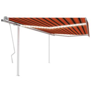 Pood24 käsitsi sissetõmmatav varikatus LED´idega, 4x3 m, oranž/pruun