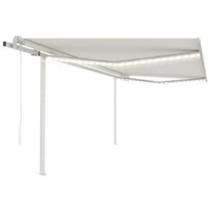U24 automātiskā markīze, LED un vēja sensors, 4,5x3,5 m, krēmkrāsas