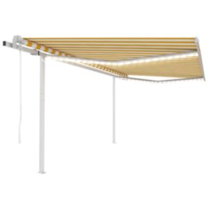 U24 automātiskā markīze, LED, vēja sensors, 4,5x3,5 m, dzeltena/balta