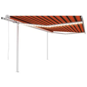 Pood24 automaatne varikatus, LED, tuuleandur, 4,5x3,5 m, oranž/pruun