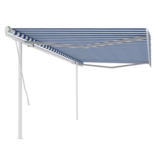 U24 manuāli izvelkama markīze, stabi, 5x3,5 m, zila/balta