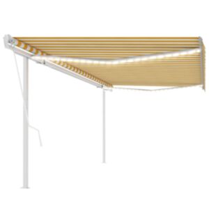 U24 automātiskā markīze, vēja sensors, LED, 5x3,5 m dzeltens, balts