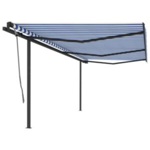 Pood24 käsitsi sissetõmmatav varikatus, 6x3 m, sinine/valge