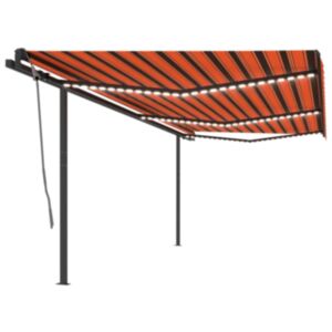 Pood24 käsitsi sissetõmmatav varikatus LEDiga, 6x3 m, oranž/pruun