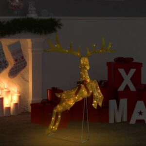U24 Ziemassvētku rotājums ar lidojošiem ziemeļbriežiem, 120 LED, zelta, silti balta