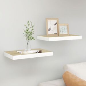 U24 sienas plaukti, 2 gab, ozols un balts, 40 x 23 x 3,8 cm MDF