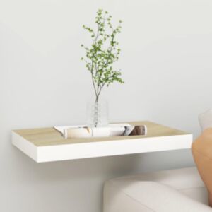 U24 sienas plaukts, ozols un balts, 50 x 23 x 3,8 cm, MDF