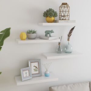 U24 sienas plaukti, 4 gab, ozols un balts, 60 x 23,5 x 3,8 cm MDF
