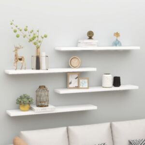 U24 sienas plaukti, 4 gab, ozols un balts, 120 x 23,5 x 3,8 cm MDF