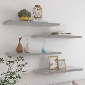 U24 sienas plaukti 4 gab, betona pelēks, 80 x 23,5 x 3,8 cm MDF
