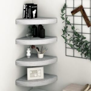 Полки U24 угловые 4 шт, серый бетон, МДФ 25 x 25 x 3,8 см