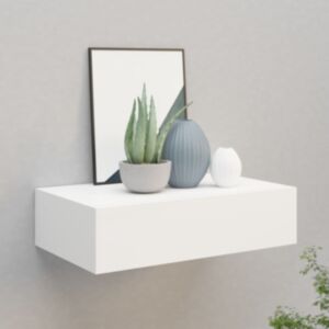 Полка навесная с ящиком P2424, белая, 40x23,5x10 см МДФ