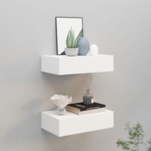 U24 sienas plaukti ar atvilktnēm, 2 gab, balts, 40x23,5x10 cm MDF