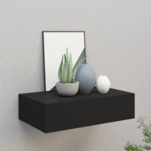 Полка навесная с ящиком24 ящика, черный 40x23,5x10 см МДФ