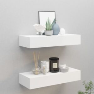 U24 sienas plaukti ar atvilktnēm, 2 gab, balts, 60x23,5x10 cm MDF