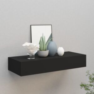 Sienas plaukts ar atvilktni24 atvilktne, melns 60x23,5x10 cm MDF