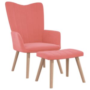 U24 atpūtas krēsls ar krēslu, rozā, samta