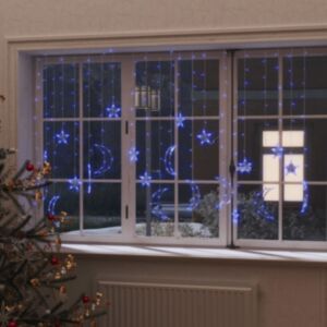 U24 pasaku gaismas burti un mēneši, ar pulti, 345 LED, zils