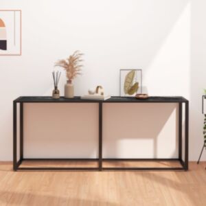 Pood24 konsoollaud, must marmor, 180 x 35 x 75,5 cm, karastatud klaas