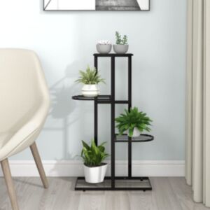 U24 4 stāvu puķu statīvs, 43x22x76 cm, melns, metāls