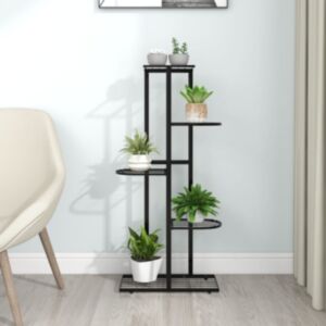 U24 5 stāvu puķu statīvs, 43x22x98 cm, melns, metāls