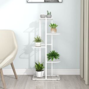 U24 5 stāvu puķu statīvs, 43x22x98 cm, balts, metāls