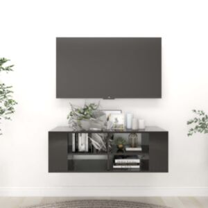 U24 тумба под ТВ настенная черная 102x35x35 см, ДСП