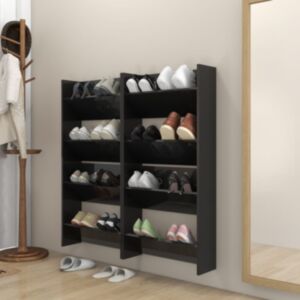 U24 Настенная тумба для обуви, 4 шт., Глянцевый черный, 60 x 18 x 60 см