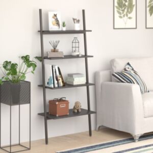 Pood24 4 riiuliga redelriiul, must, 64 x 34 x 150,5 cm