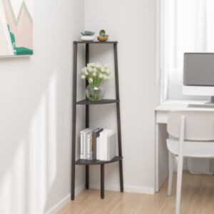 Pood24 3 riiuliga nurgariiul, must, 45,5 x 31,5 x 120 cm
