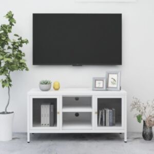 U24 TV statīvs, balts, 105 x 35 x 52 cm, tērauds un stikls