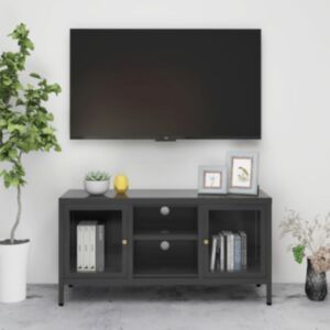 U24 TV skapis, antracīta pelēks, 105x35x52 cm, tērauds un stikls