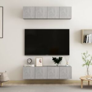 U24 TV skapji 4gab, betona pelēks, 60 x 30 x 30 cm, skaidu plātne