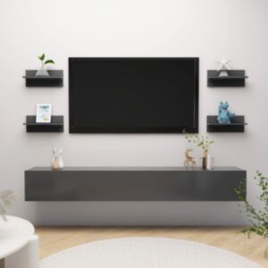 U24 полки навесные 4 шт, серая, 40x11,5x18 см, ДСП
