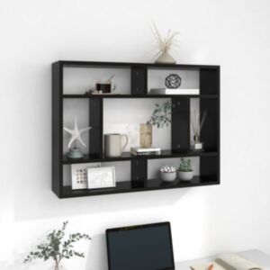 U24 полка навесная, черная, 75x16x55 см, ДСП