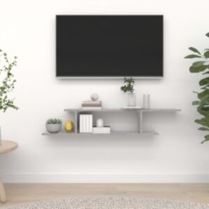 U24 sienas TV plaukts, betona pelēks, 125 x 18 x 23 cm, skaidu plātne