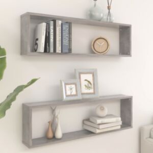 U24 настенные полки кубической формы 2 шт, серый бетон, 100x15x30 см