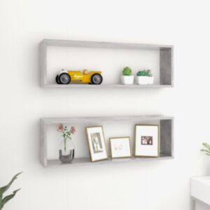 U24 настенные полки кубической формы 2 шт, серый бетон, 80x15x26,5 см