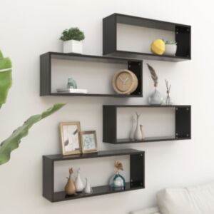 U24 настенные полки кубической формы 4 шт, черные, 60x15x23 см