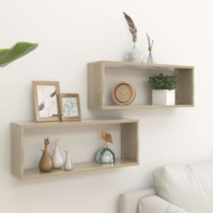 U24 настенные полки кубической формы 2 шт, дуб сонома, 60x15x23 см