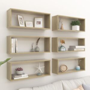 U24 kubu sienas plaukti 6gb, Sonoma ozols, 60x15x23 cm
