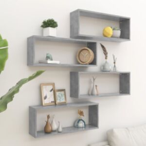 U24 настенные полки кубической формы, 4 шт., Серый бетон, 60x15x23 см
