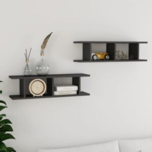 Полки U24 настенные 2 шт, серые, 75x18x20 см, искусственное дерево