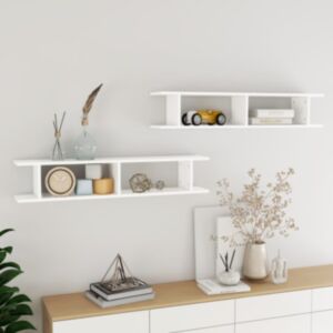 Pood24 seinariiulid 2 tk, valge, 105x18x20 cm, puitlaastplaat