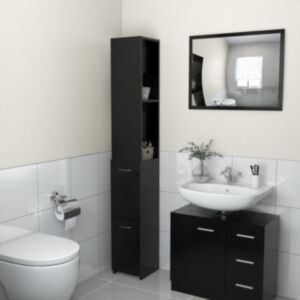 U24 vannas istabas skapis, melns, 25 x 25 x 170 cm, skaidu plātne