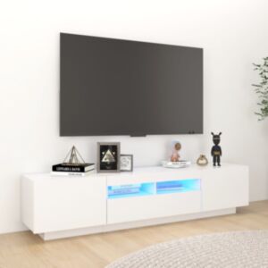 U24 TV statīvs ar LED gaismām, balts, 180 x 35 x 40 cm