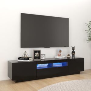 U24 TV statīvs ar LED gaismām, melns, 180 x 35 x 40 cm