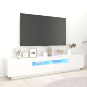 U24 TV statīvs ar LED gaismām, balts, 200 x 35 x 40 cm